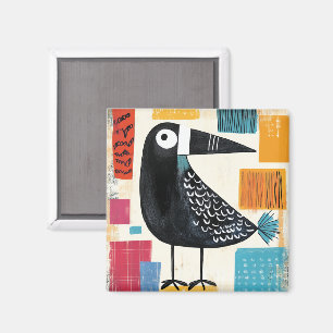 Imán Arte moderno de pájaro negro,