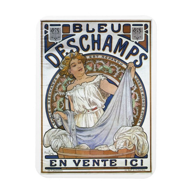 Imán Arte mucha, Art Nouveau, venado (Vertical)
