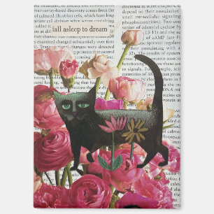 Imán Arte mural de collage de gato floral decoración su