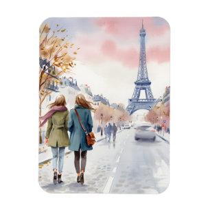 Imán Arte mural en acuarela de la Torre Eiffel de París