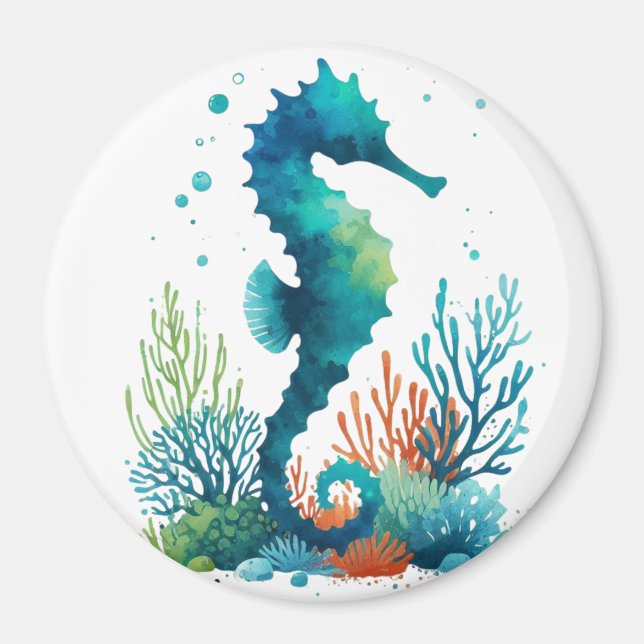 Imán arte náutico/de playa/caballito de mar costero (Frente)