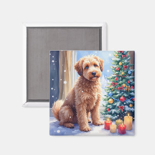 Imán Arte Navideño Acogedor del Bouvier de Flandes