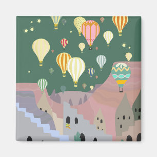Imán Arte nocturno de Cappadocia   Balón de aire calien