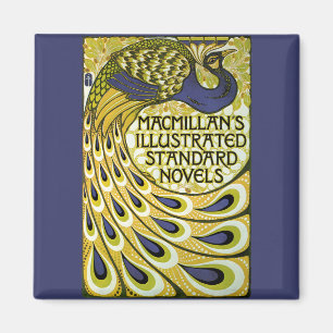 Imán Arte Nouveau antiguo, pluma de pavo real de Macmil