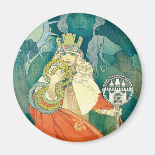 Imán Arte Nouveau del ~ de Alfonso Maria Mucha