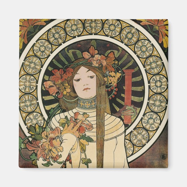 Imán Arte Nouveau Trappistine Mucha Art (Frente)