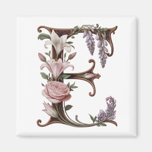 Imán Arte Nuevo Rosa y Morado Letra E