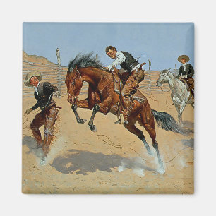 Imán Arte occidental de Frederick Remington "Turn Him L