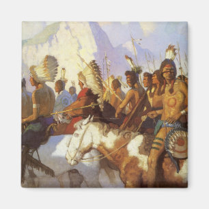 Imán Arte occidental vintage, Fiesta de guerra indio po