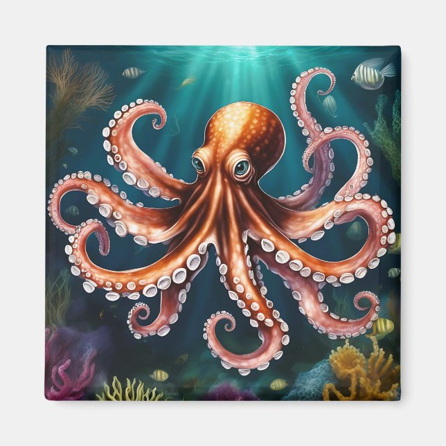 Imán Arte Octopus subacuático (Frente)