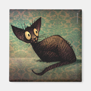 Imán Arte oriental negro lindo y divertido del gato