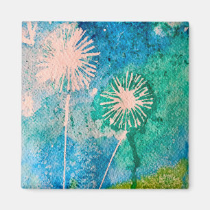 Imán Arte original de la acuarela de Dandelion
