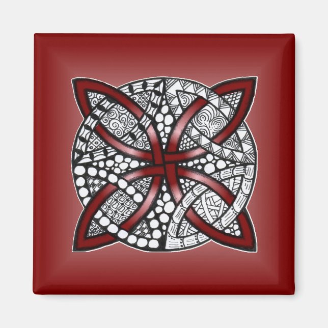 Imán Arte original de Red Celtic Knot (Frente)