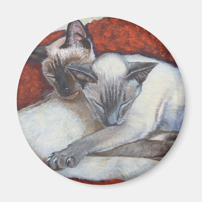 Imán Arte para gatos siameses durmiendo (Frente)