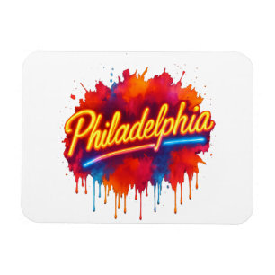 Imán Arte Philadelphia Neon Street - Colorido audaz