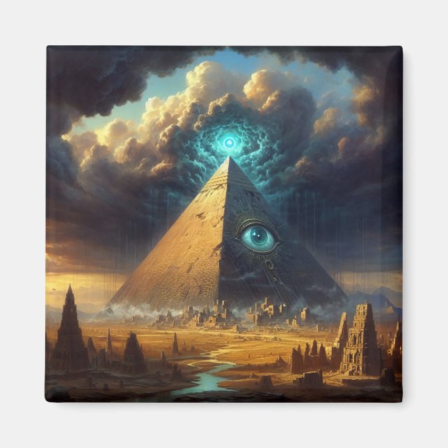 Imán Arte pirámide azul místico (Frente)