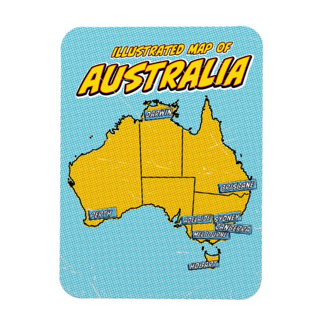 Imán Arte pop Australia ilustrada (Vertical)
