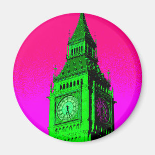 Imán Arte pop Big Ben Londres Viaje verde rosa