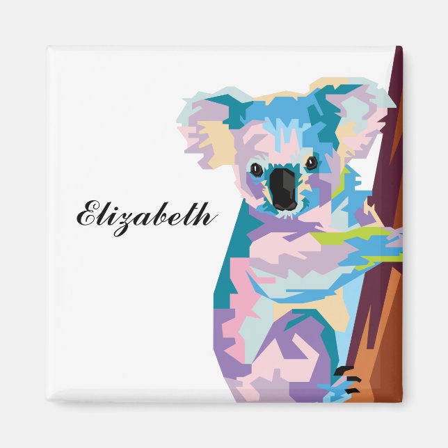 Imán Arte pop colorido personalizado Koala (Frente)