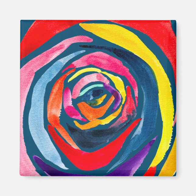Imán Arte pop de acuarela rosa abstracta (Frente)