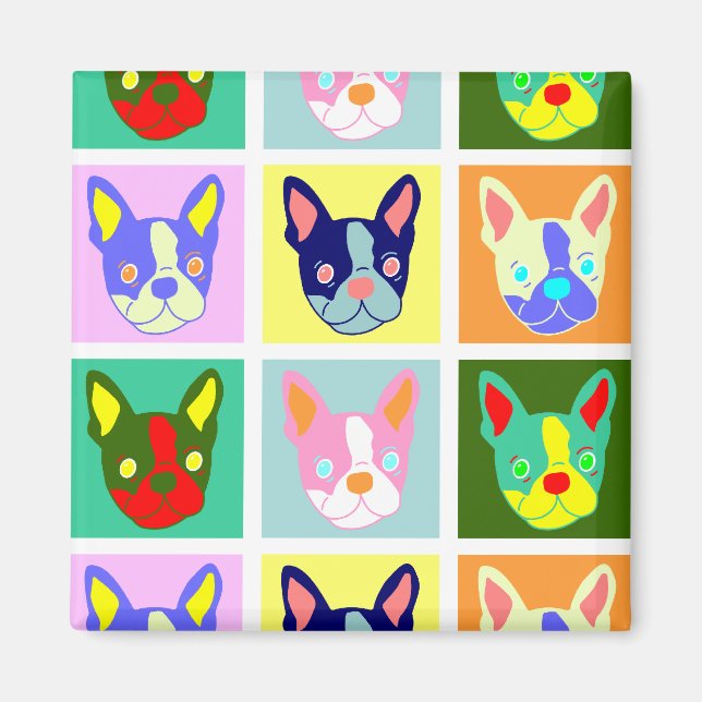 Imán Arte pop de Boston Terrier (Frente)