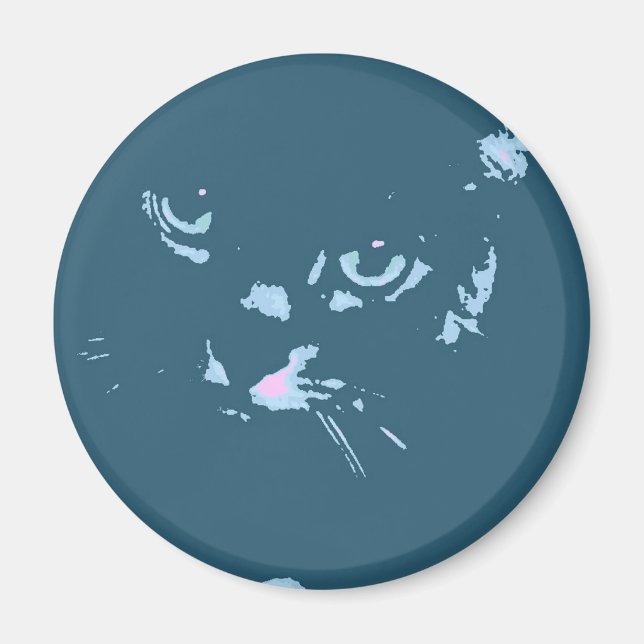Imán Arte pop de gato azul ruso (Frente)