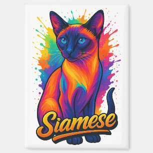 Imán Arte pop de gato siamés - Vibrante estilo de calle