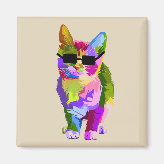 Imán Arte pop de gatos de Guay con gafas de sol (Frente)