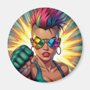 Imán Arte pop de la lesbiana LGBT Mohawk Uppercut