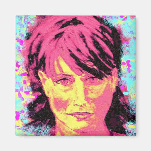 Imán arte pop de pelo rojo