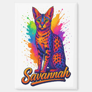 Imán Arte pop del gato de Savannah - Diseño vibrante de