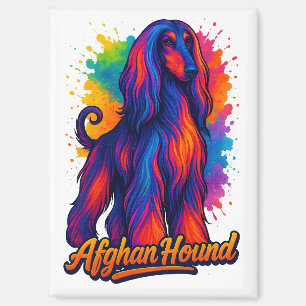 Imán Arte pop del hound afgano - Perro colorido vibrant