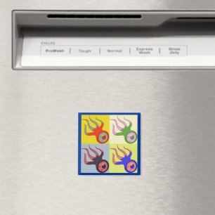 Imán Arte pop retro de calamares teñidos