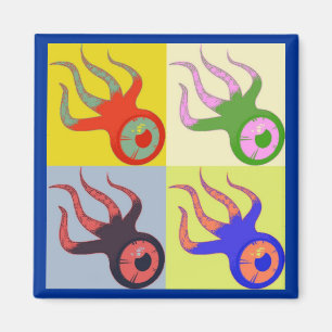 Imán Arte pop retro de calamares teñidos