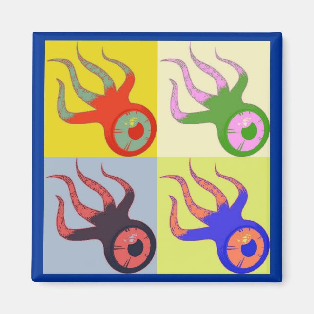 Imán Arte pop retro de calamares teñidos (Frente)