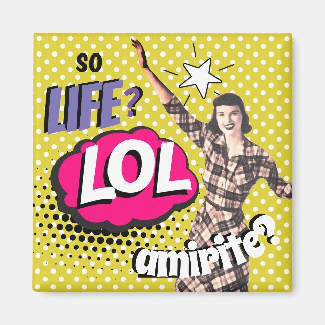 Imán Arte Pop Retro de Cómic Señora Divertida (Frente)