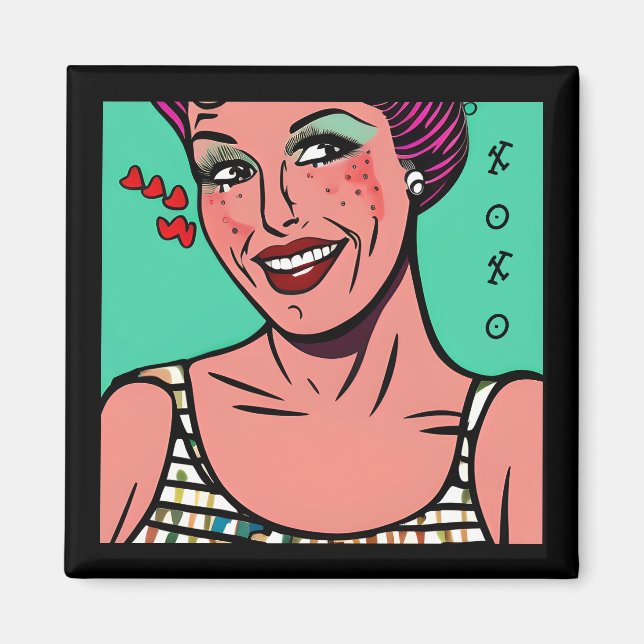 Imán Arte Pop Retro Precioso XOXO (Frente)
