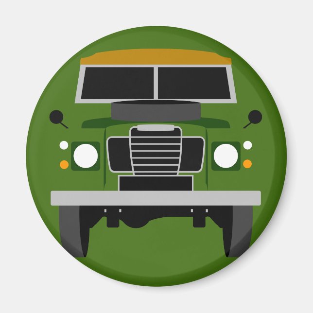 Imán Arte pop verde Clásico MK3 Land Rover (Frente)