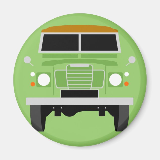 Imán Arte pop verde Clásico MK3 Land Rover (Frente)