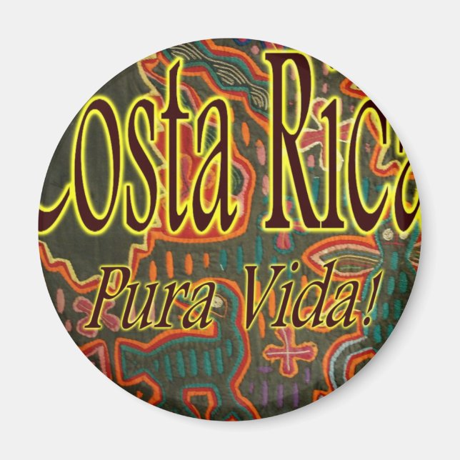 Imán Arte popular de Costa Rica Pura Vida (Frente)