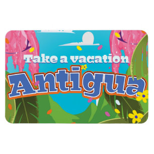 Imán Arte poster de viajes vintage de la isla Antigua.