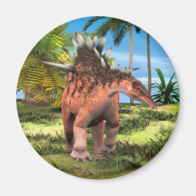 Imán Arte prehistórico de Kentrosaurus Dinosaurio Jungl (Frente)