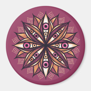 Imán Arte psicodélico de flores con ojos trippy y espel