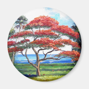 Imán Arte real del árbol de Poinciana