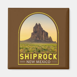 Imán Arte Retro de Emblema de Shiprock Nuevo México Vin