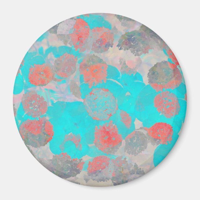 Imán Arte rojo azul de estampado floral/floral romántic (Frente)