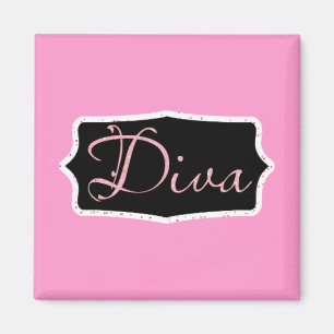Imán Arte rosado de la palabra de la diva - modificado