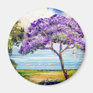 Imán Arte tropical del árbol del Jacaranda