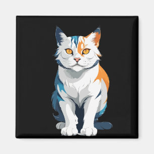 Imán Arte vector de gato con colores vibrantes