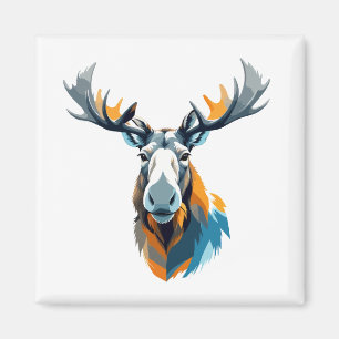 Imán Arte vectorial de alce con colores vibrantes